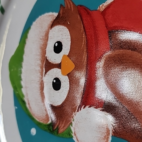 HOLIDAY TIME  CHRISTMAS OWL PLATE.  100 % CERAMIC. - Picture 2 of 3
